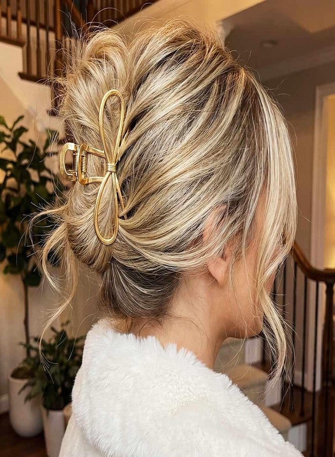 CAKURE Bow Claw Clip Gold Bow Hair Clips Hair Accessories for Women (Pack of 2) - Image 5